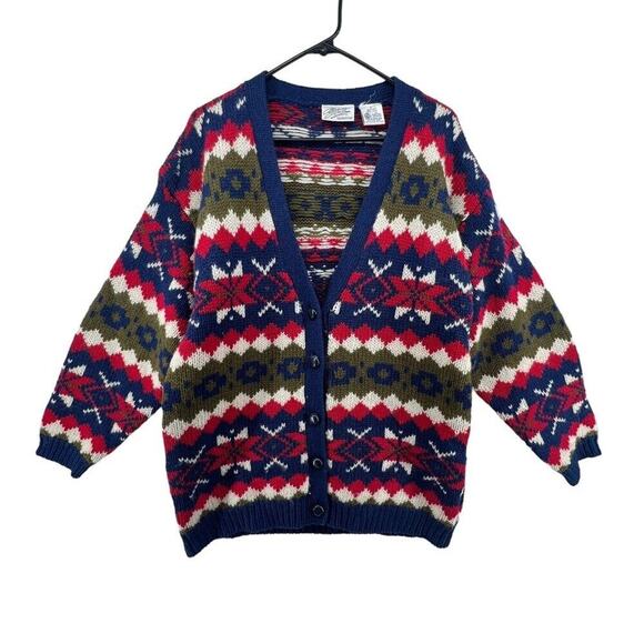 Brass Plum Nordstrom Size Large Sweater Vintage Grandpa Shetland Wool Cardigan - Picture 1 of 4